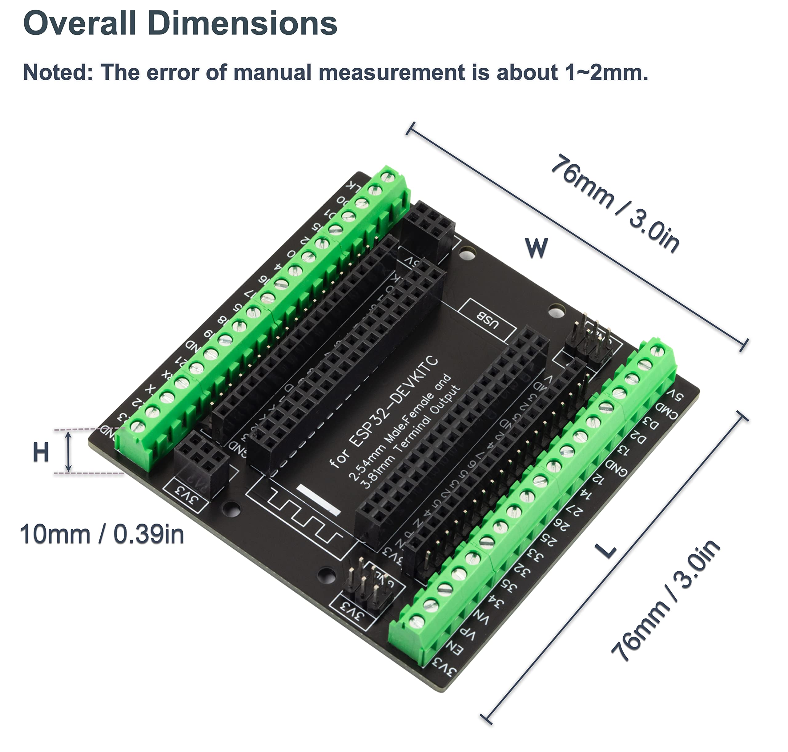 for ESP32 Super Breakout Board 3.81mm / 0.15" Terminal Blocks GPIO Expansion Board 3 Types Output for ESP32 Module ESP-WROOM-32 ESP32-DevKitC