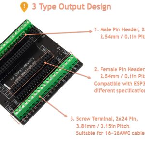 for ESP32 Super Breakout Board 3.81mm / 0.15" Terminal Blocks GPIO Expansion Board 3 Types Output for ESP32 Module ESP-WROOM-32 ESP32-DevKitC