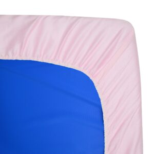 ECR4Kids-ELR-0575 Premium 3-Fold Daycare Rest Mat, Blue and Red (2" Thick) & American Baby Company 100% Natural Cotton Percale Fitted Day Care Mat Sheet, Pink, 1 Count (Pack of 1)