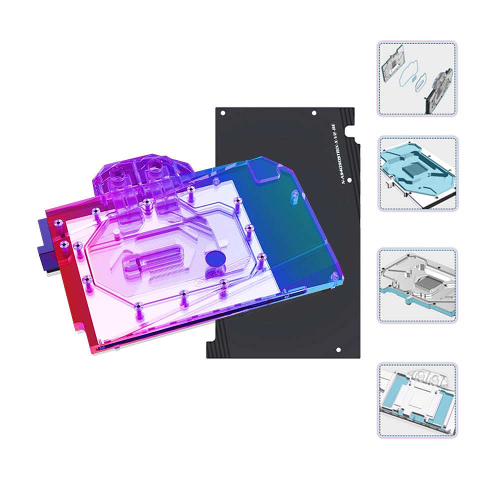 Copper GPU Water Cooling Block GPU Waterblock Graphics Card Water Cooling Block for ASUS GeForce RTX 4090 TUF Strix (5V ARGB RBW Aura Effect LED Lights GPU Block with Backplate)