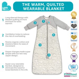 Love to Dream Warm Baby Sleep Bag (18-36 Mo), Super Soft Temp Regulating Sleeping Sack, 2.5TOG Warm Wearable Blanket, Grey