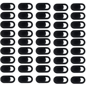 eyech 50pcs computer camera cover slider, webcam cover blocker slider slim 0.027 inch for macbook pro/imac/laptop/pc/ipad pro (black)