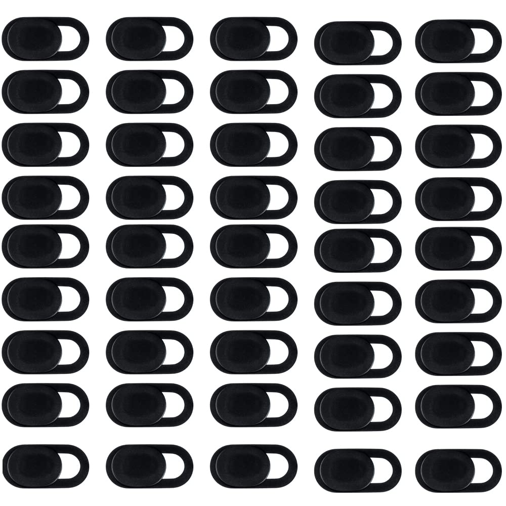 Eyech 50Pcs Computer Camera Cover Slider, Webcam Cover Blocker Slider Slim 0.027 inch for MacBook Pro/iMac/Laptop/PC/iPad Pro (Black)