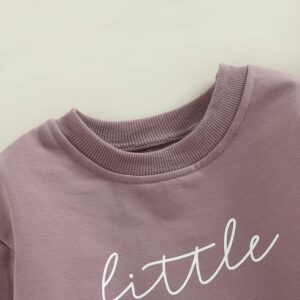 FYBITBO Baby Girl Boy Crewneck Sweatshirt Bubble Romper Long Sleeve Shirt Onesie Valentines Day Outfit Fall Clothes (Little Love Pale Purple,0-3 Months)