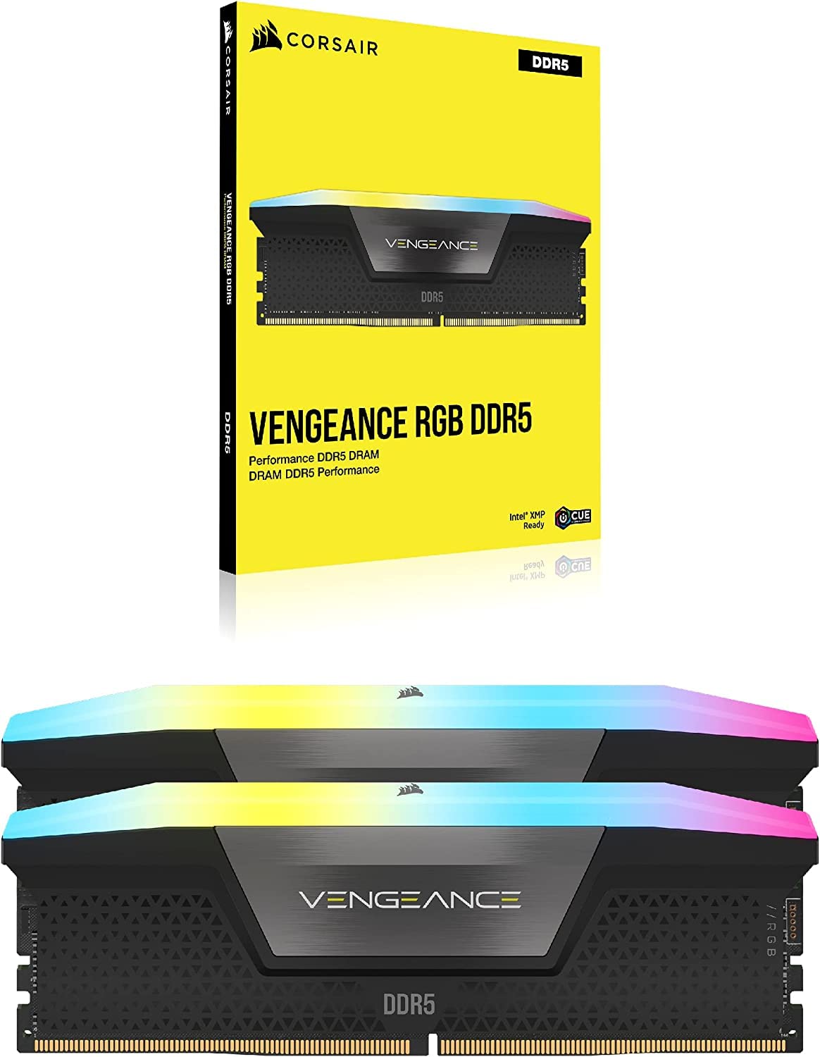 CORSAIR VENGEANCE RGB DDR5 RAM 32GB (2x16GB) 5600MHz CL36 Intel XMP iCUE Compatible Computer Memory - Black (CMH32GX5M2B5600C36K)