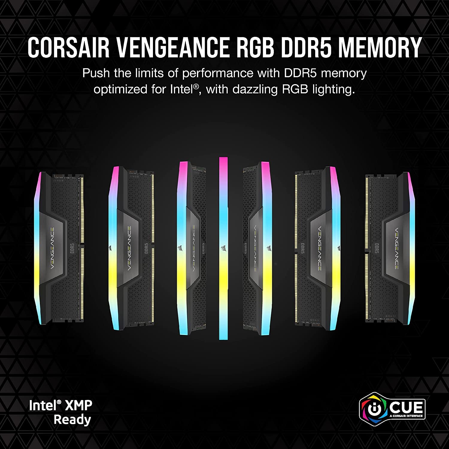 CORSAIR VENGEANCE RGB DDR5 RAM 32GB (2x16GB) 5600MHz CL36 Intel XMP iCUE Compatible Computer Memory - Black (CMH32GX5M2B5600C36K)