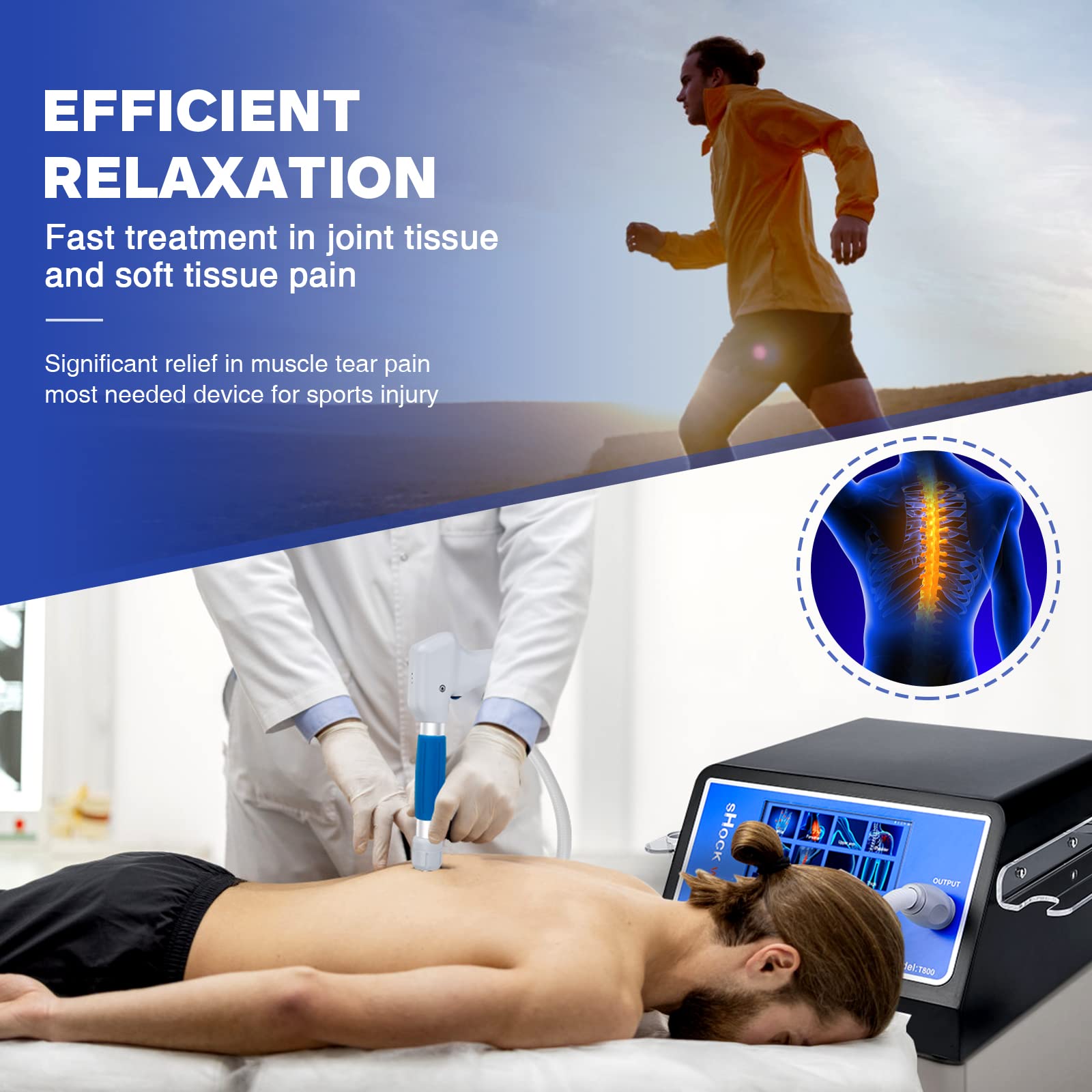 nubulala Shock Wave Therapy Machine with 10 Bar for Joint and Muscle Pain Relief, Muscle and Bone Tissue Regeneration, Painless, Non-Invasive, No Side Effects