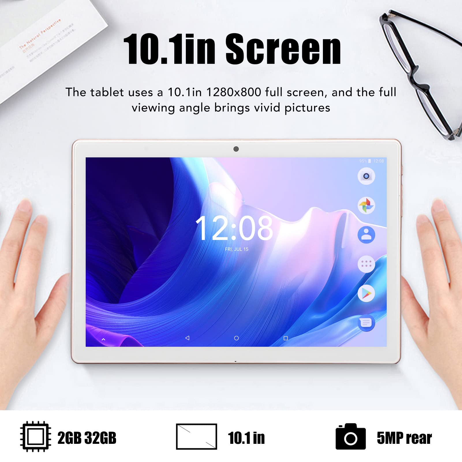 10.1in Tablet, Pink HD Tablet 100 to 240V Dual Standby Dual Card for Office (US Plug)