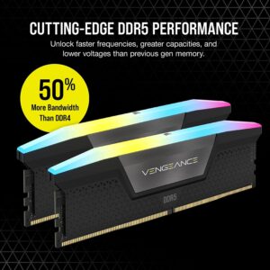 CORSAIR VENGEANCE RGB DDR5 RAM 32GB (2x16GB) 5600MHz CL36 Intel XMP iCUE Compatible Computer Memory - Black (CMH32GX5M2B5600C36K)