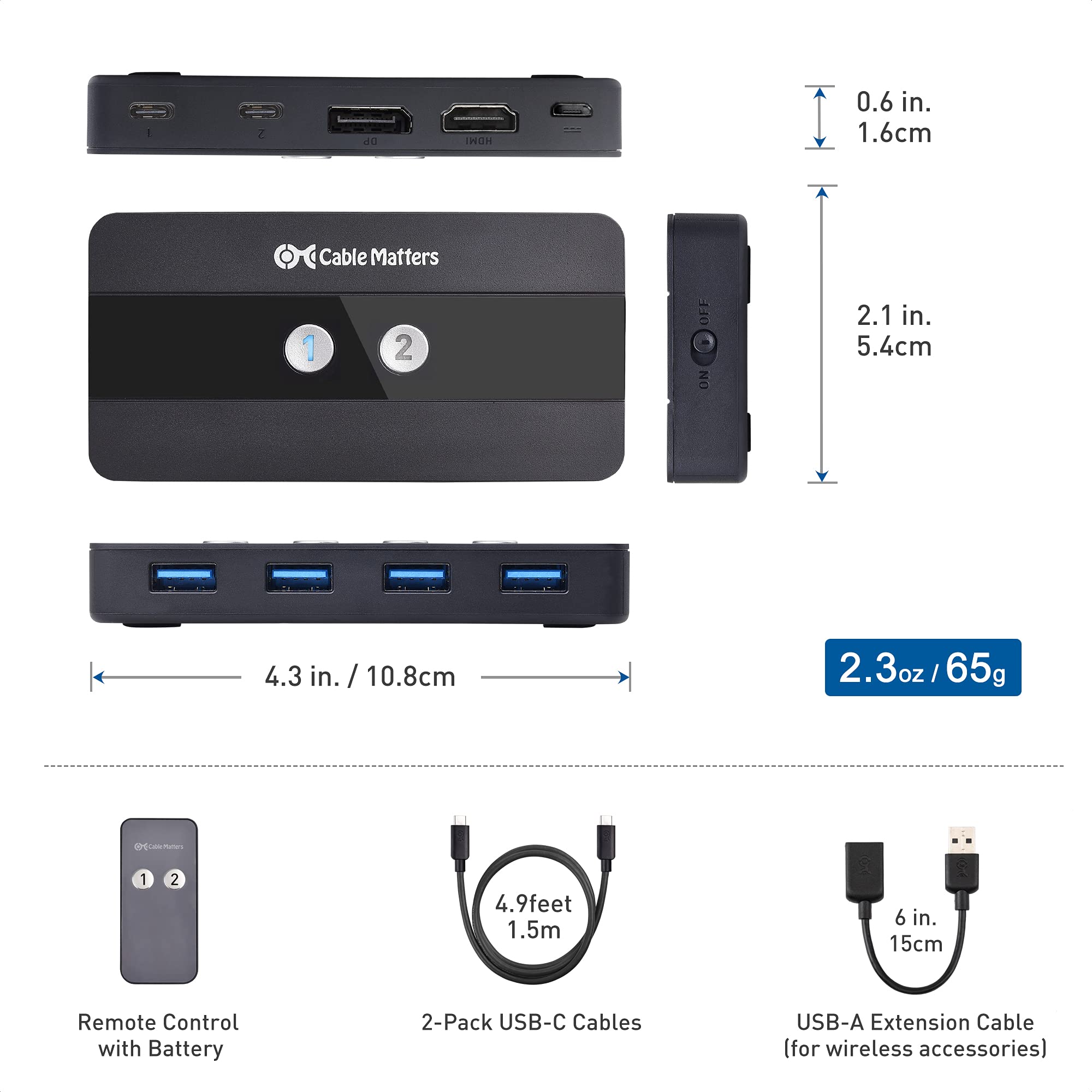 Cable Matters Old Dual 4K 60Hz USB C KVM Switch