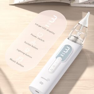 GROWNSY Upgrade Nasal Aspirator for Baby, Rechargeable Baby Nose Sucker, Electric Nose Suction for Baby with Advanced Soothing Music and Light Design, Food-Grade Silicone Tips, 3 Suction Modes