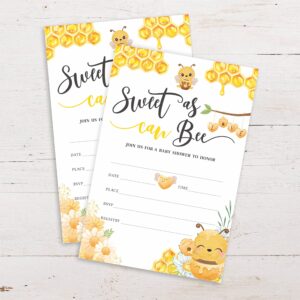 Sweet as Can Bee, Baby Shower Invitation Cards With Envelopes, Invites for Baby Showers and Parties - Pack of 25-（YQK-013）