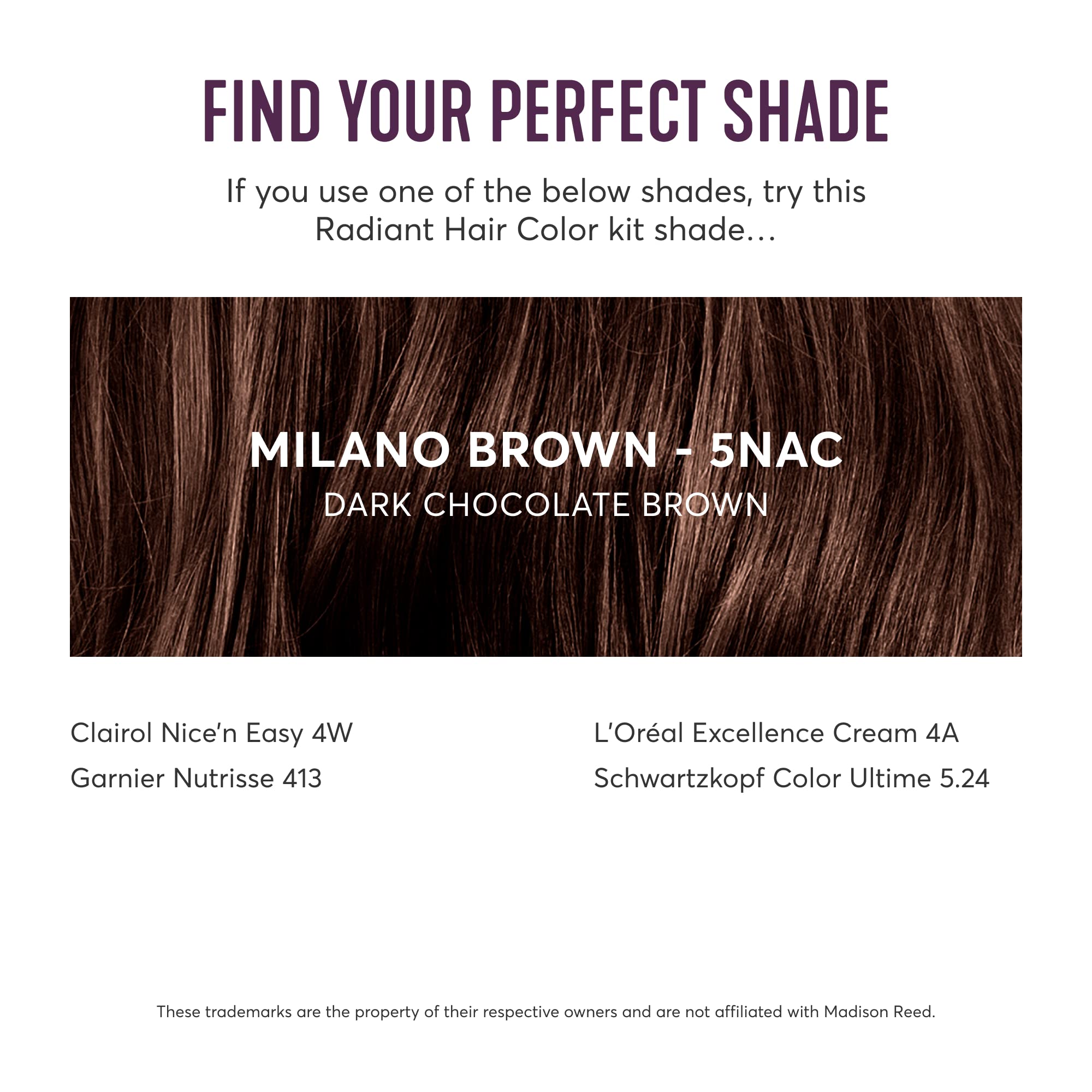 Madison Reed Radiant Hair Color Kit, Dark Chocolate Brown for 100% Gray Coverage, Ammonia-Free, 5NAC Milano Brown, Permanent Hair Dye, Pack of 1