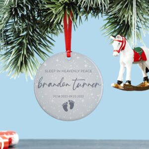 Miscarriage Gifts for Mothers, Personalized Memorial Ornaments Baby Christmas in Heaven, Custom with Name & Date - 6 Designs - Infant Loss Bereavement Gift for Parents, Remembrance Sympathy Gift, D4