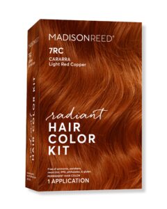 madison reed radiant hair color kit, light red copper for 100% gray coverage, ammonia-free, 7rc carrara crimson, permanent hair dye, pack of 1