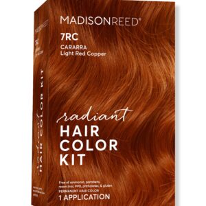 Madison Reed Radiant Hair Color Kit, Light Red Copper for 100% Gray Coverage, Ammonia-Free, 7RC Carrara Crimson, Permanent Hair Dye, Pack of 1