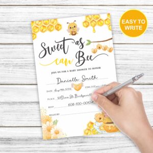 Sweet as Can Bee, Baby Shower Invitation Cards With Envelopes, Invites for Baby Showers and Parties - Pack of 25-（YQK-013）