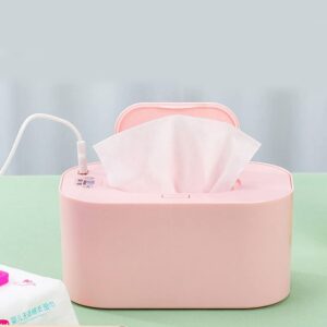 Baby Wipe Heater, Portable Wipe Warmer with Temp Control Wet Warmer Dispenser Box, Portable Infant with Display, Health Care Supplies, 40℃-60℃ Wide Range Multi-Level Adjustment (Pink)