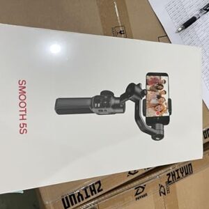 Zhiyun Smooth 5S Phone Gimbal, 3-Axis Smartphone Stabilizer with Built-in and Magnetic Fill Light, AI Face Tracking for iPhone and Android, YouTube TikTok Video, Gray Combo