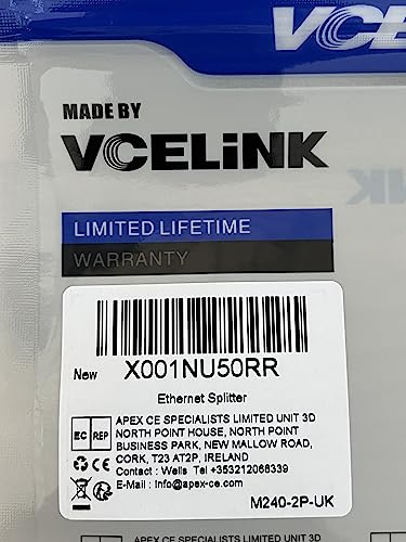 VCELINK Ethernet Splitter 1 to 2, 2-Pack RJ45 Splitter for Cat5/ Cat5e/ Cat6 LAN Cable, Internet Splitter Female to Female in Black (Please USE Them in Pairs)