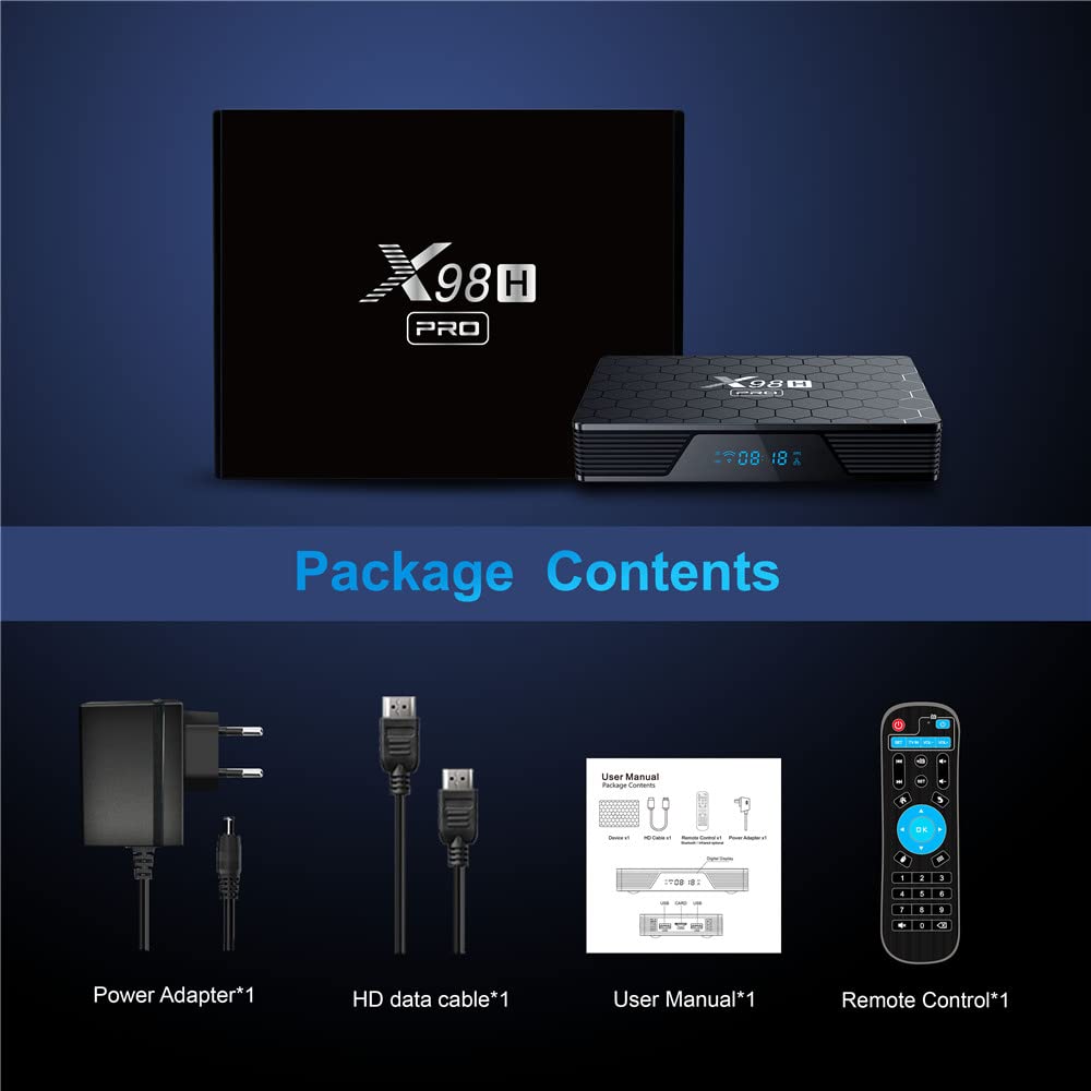 X98H Pro TV Box Android 12.0 tv Box 2.4G/5G Wifi6 4GB RAM 64GB ROM BT5.0 Support 4K H.265 with i8 Keyboard (English Version)