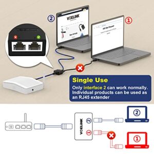 VCELINK Ethernet Splitter 1 to 2, 2-Pack RJ45 Splitter for Cat5/ Cat5e/ Cat6 LAN Cable, Internet Splitter Female to Female in Black (Please USE Them in Pairs)