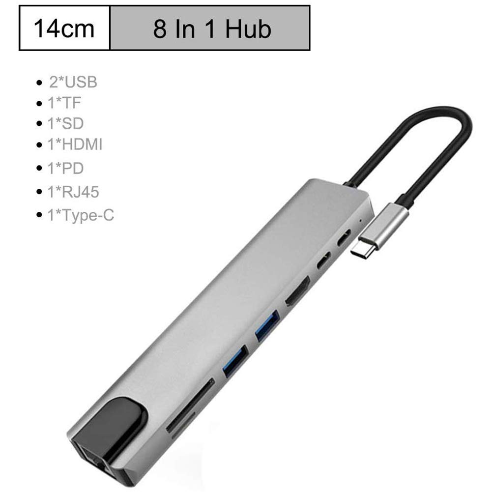 USB C Hub, 8-in-1 Type-C HUB Multiple Adapter USB C to 4K HDMI USB 3.0 Ports Power Delivery w/ 87W USB-C PD, 2 USB 3.0, SD/TF Card Reader for MacBook, Laptop