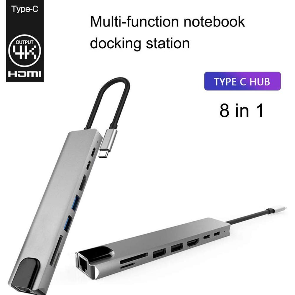 USB C Hub, 8-in-1 Type-C HUB Multiple Adapter USB C to 4K HDMI USB 3.0 Ports Power Delivery w/ 87W USB-C PD, 2 USB 3.0, SD/TF Card Reader for MacBook, Laptop