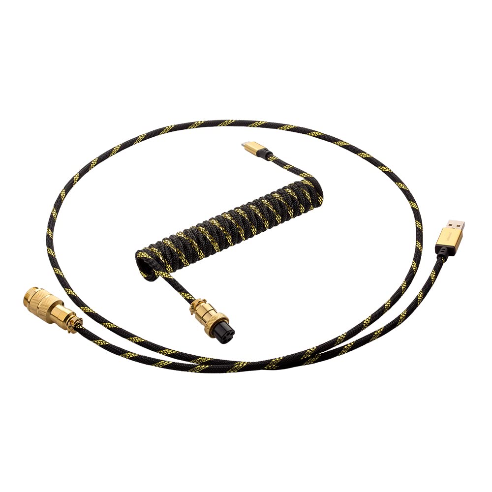 CableMod Pro Coiled Keyboard Cable (Midas Foil Black, USB A to USB Type C, 150cm)