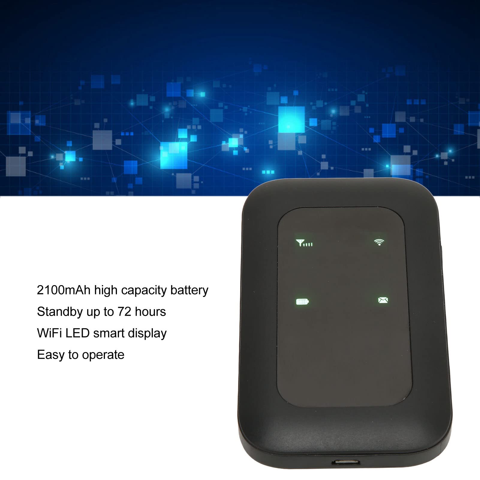 H806 Portable WiFi Mobile WiFi Hotspot, LED Smart Display, Multifunctional Card Inserted High Speed Mobile WiFi Hotspot for Car Outdoor Travel