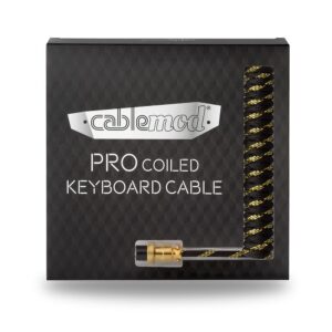 CableMod Pro Coiled Keyboard Cable (Midas Foil Black, USB A to USB Type C, 150cm)