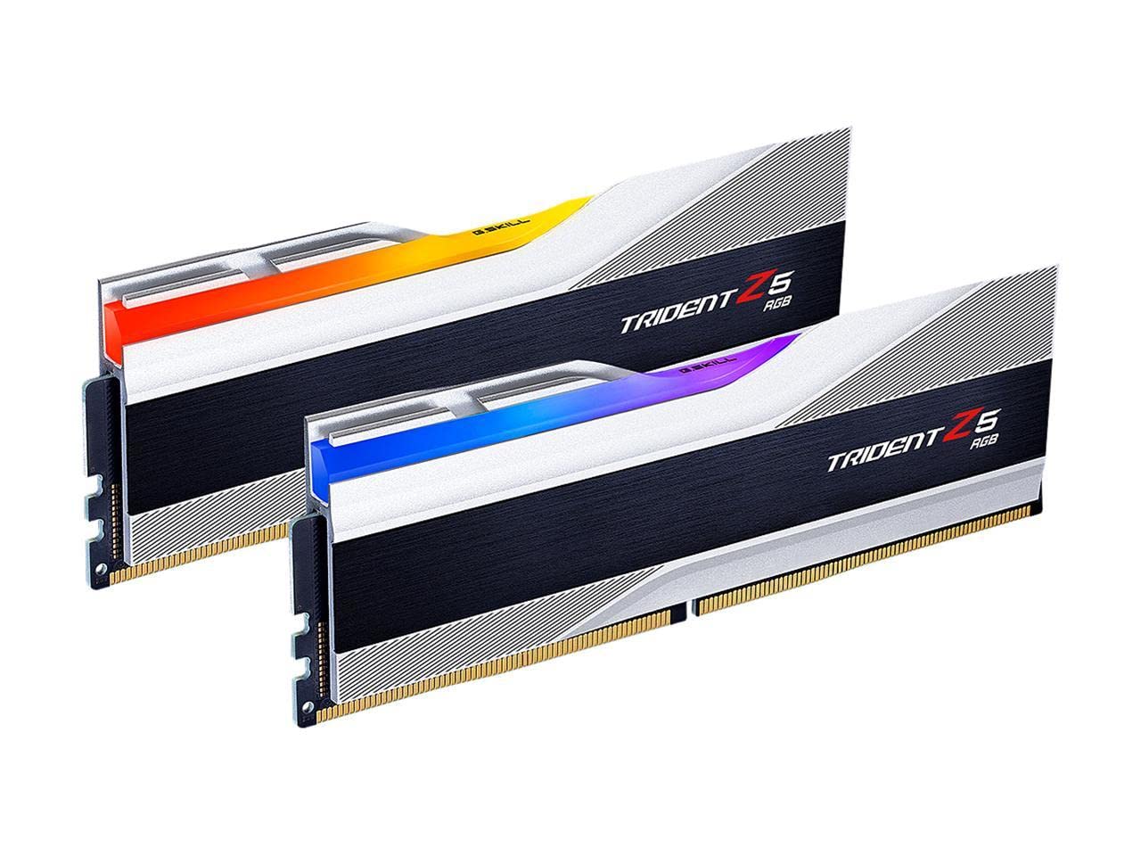 G.SKILL Trident Z5 RGB Series (Intel XMP 3.0) DDR5 RAM 32GB (2x16GB) 6800MT/s CL34-45-45-108 1.40V Desktop Computer Memory UDIMM - Metallic Silver (F5-6800J3445G16GX2-TZ5RS)