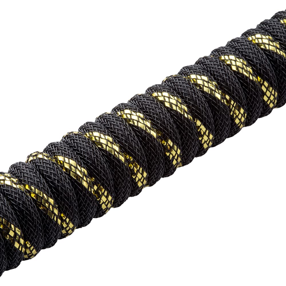 CableMod Pro Coiled Keyboard Cable (Midas Foil Black, USB A to USB Type C, 150cm)