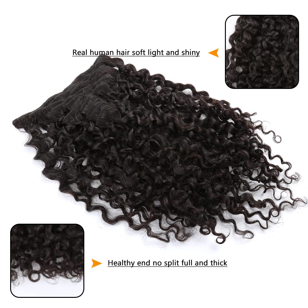 Sent Hair Clip in Hair Extensions Real Human Hair 28Inch 10Pcs Hair Extensions Clip in Curly Wave Long Thick 160g Human Hair Extensions for Women Soft Silky Clip in Extension Natural Black Double Weft