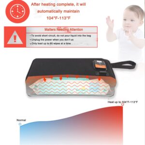 ERIQKCA Portable Car Wipes Heater Warmer, Multifunctional Baby Wet Wipes Warmer with Digital Display Screen, Home Car Dual-use Thermostat Heating Bag for Travel/Camping/Working （Black)