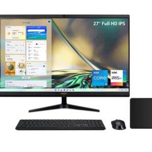 Acer Aspire 27" FHD Premium All-in-One Computer | 12th Gen Intel Core i5-1235U | Intel Iris Xe Graphics | Wireless Mouse & Keyboard | Windows 11 (Black, 32GB DDR4 | 1TB SSD)