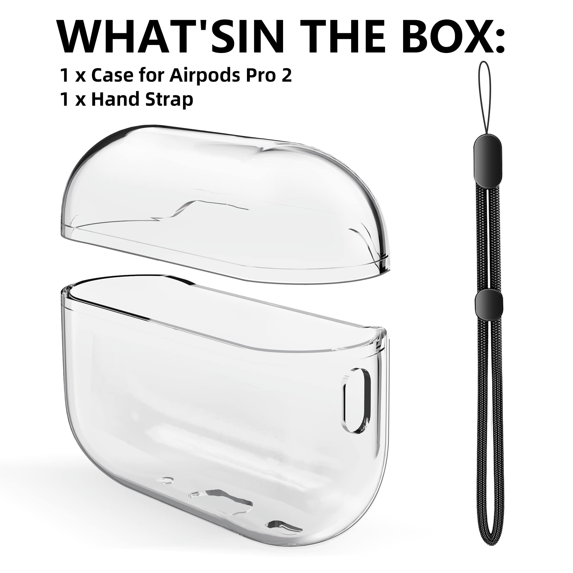 Airpods Pro 2nd/1st Generation Case Cover, Compatible with Airpods Pro Case 2nd Gen USB C Charging Port,with Lanyard [Front LED Visible] Compatible with AirPods Pro 2nd Generation (Clear White)