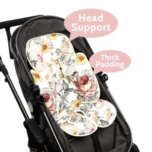 Floral Car Seat Insert,Cushion for Stroller, Swing, Bouncer, 2-in-1 Reversible,Baby Car Seat Cover Girls, Infant Carseat Canopy