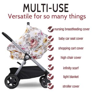 Floral Car Seat Insert,Cushion for Stroller, Swing, Bouncer, 2-in-1 Reversible,Baby Car Seat Cover Girls, Infant Carseat Canopy