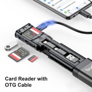 BUDI Multifunctional 9 in1 SD Card Reader Cable and USB 3.0 TF/SD Type-C with OTG Adapter for iPhone Android and Computer Memory Stick Plug and Play (Upgrade Version)