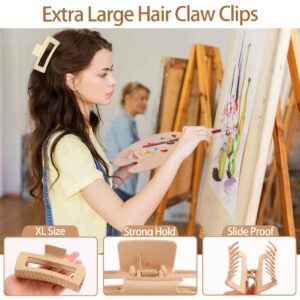 6 Pack Extra Large Hair Claw Clips for Women Girls, 5 Inch Big Rectangular Claw Clip for Long Thick Hair, Huge Matte Strong Hold Nonslip XL Jumbo Hair Claw, Hair Styling Accessories for Gifts