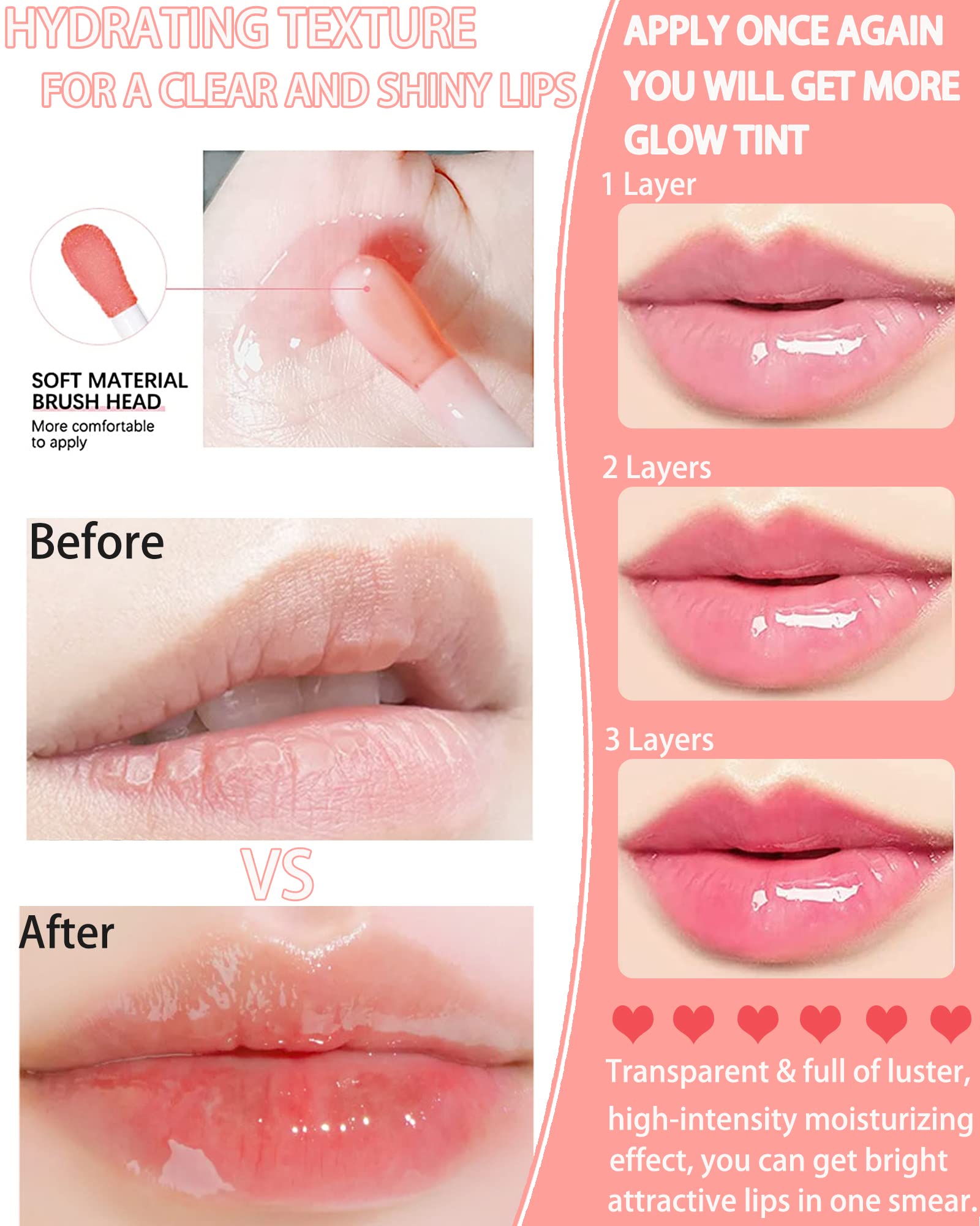 Plumping Lip Glow Oil,Hydrating Tinted Lip Oil Gloss,Glow Reviver Lip Oil,Long Lasting Moisturizing Clear Lip Plumper Oil Tint for Lip Care Dry Lip,Thanksgiving Makeup Gift for Women (#012 Rosewood)