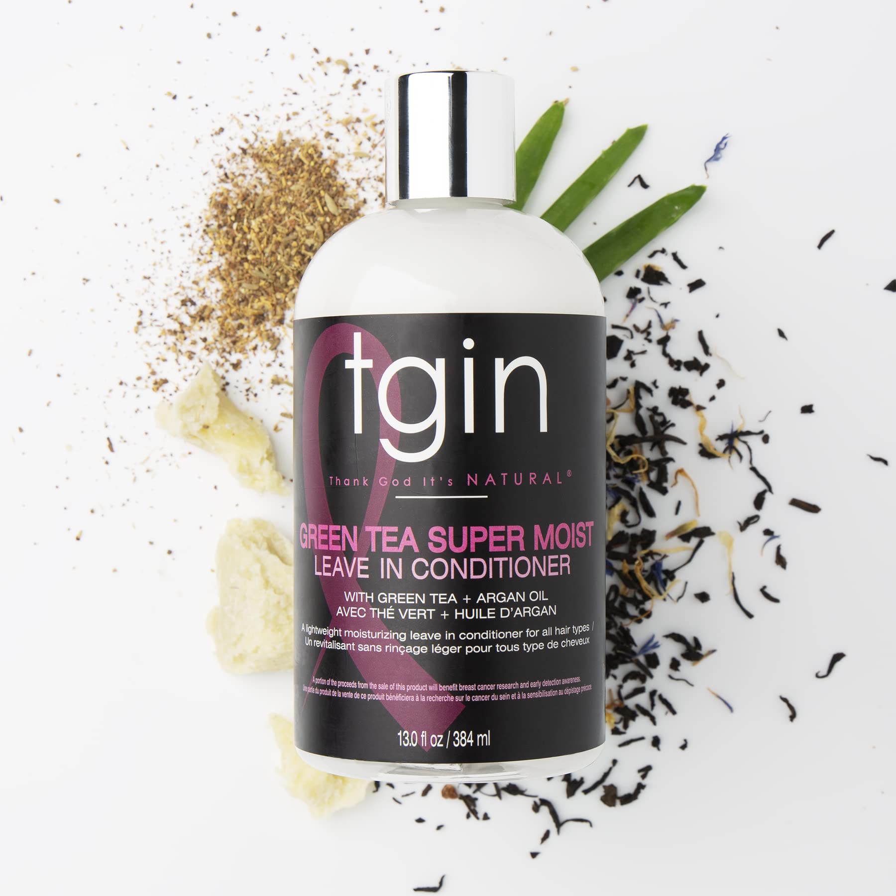 tgin Green Tea Super Moist Leave in Conditioner and Curl Bomb Moisturizing Gel - for Natural Hair - Gift Set - Curly - Dry - Moisture - Black Owned, Women Owned Business - Pack of 2-13 oz