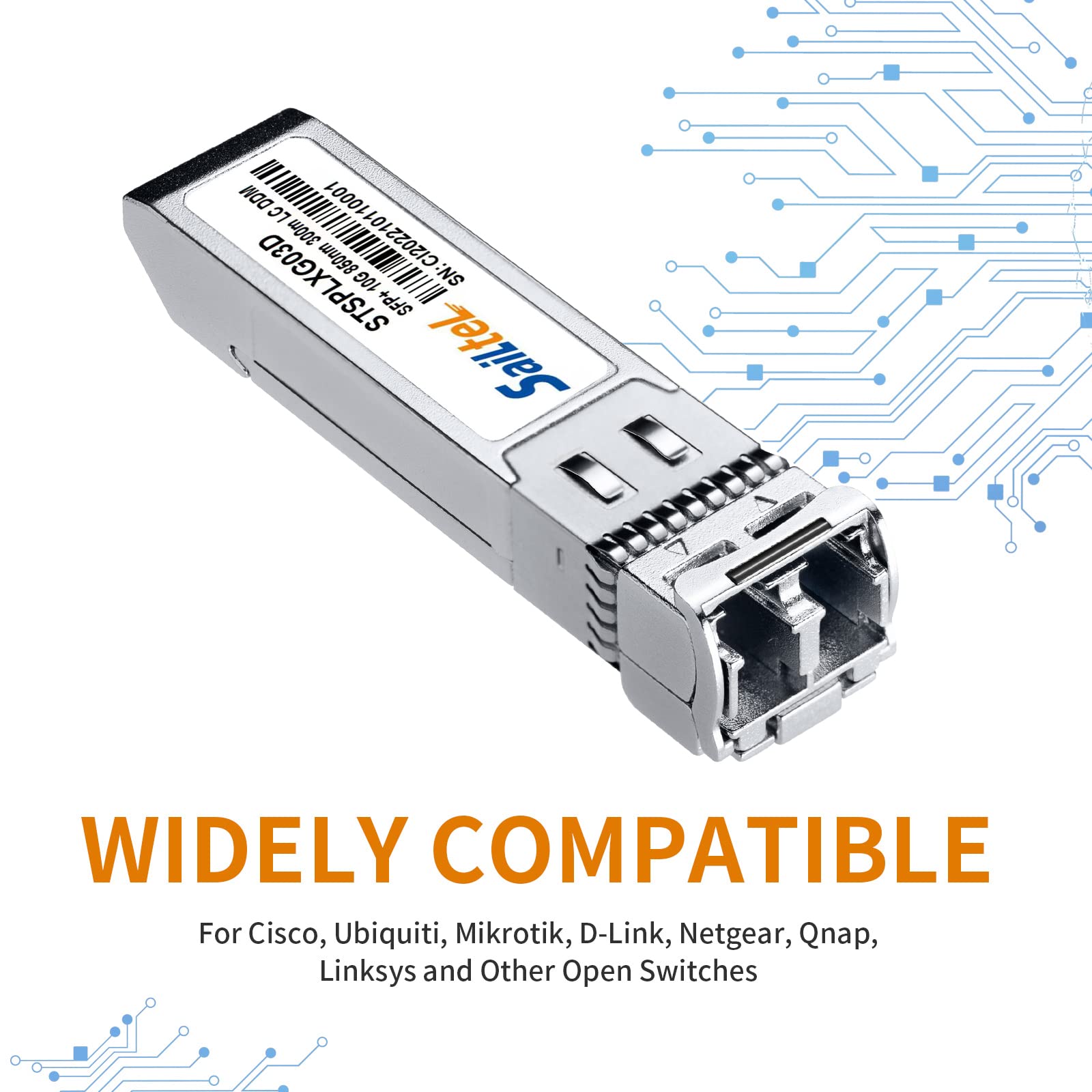 10GBase-SR SFP+ Transceiver, Gigabit Multimode SFP LC Duplex Transceiver,10G 850nm MMF, up to 300 Meters,Compatible with Cisco, Ubiquiti , Mikrotik,Netgear, Fortinet,D-Link,Linksys and More(10 Pack)