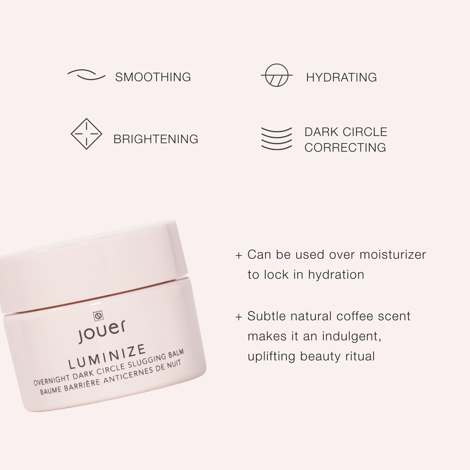 Jouer Luminize Overnight Dark Circle Slugging Balm – Fragrance Free, Caffeine Eye Cream, Overnight Eye Treatment, Brightening Eye Balm, Paraben Free, Gluten & Cruelty Free