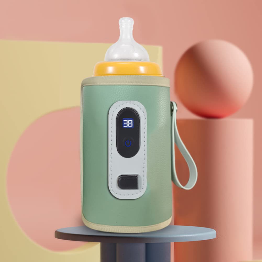 ikasus Baby Bottle Warmer Portable Bottle Warmer USB Travel Mug Milk Heater Thermostatic Bottle Cover 5 Speed Temperature Adjustment Removable Handheld Warmer for Indoor Outdoor Traveling Driving