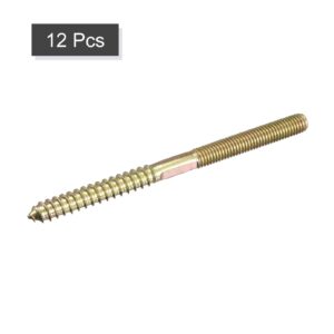 uxcell M8x120mm Hanger Bolts, 12pcs Double Head Thread Dowel Screws for Wood Furniture Connecting