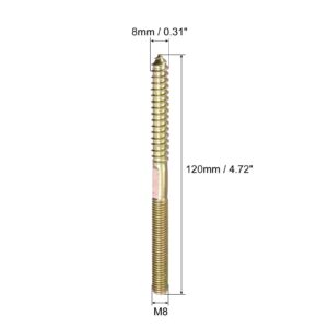 uxcell M8x120mm Hanger Bolts, 12pcs Double Head Thread Dowel Screws for Wood Furniture Connecting