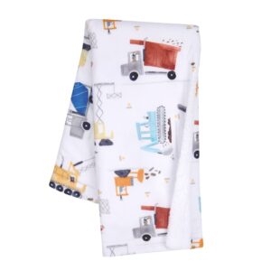 bedtime originals construction zone white cozy fleece trucks baby blanket