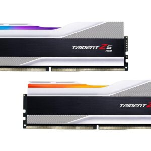 G.SKILL Trident Z5 RGB Series (Intel XMP 3.0) DDR5 RAM 32GB (2x16GB) 7600MT/s CL36-46-46-121 1.40V Desktop Computer Memory UDIMM - Metallic Silver (F5-7600J3646G16GX2-TZ5RS)